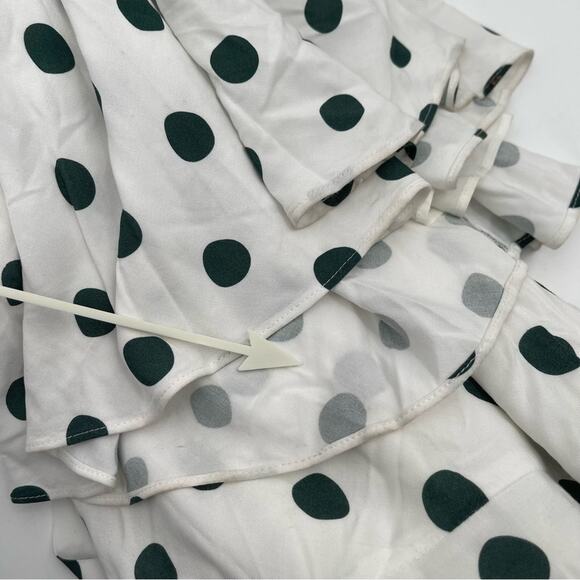 PEONY Le Spot Maxi Skirt SZ 2 Green Polka Dot Thigh High Slit eco-Conscious NWT - Picture 15 of 15